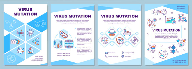 Virus mutation brochure template. Changes in genetic code sequence. Flyer, booklet, leaflet print, cover design with linear icons. Vector layouts for presentation, annual reports, advertisement pages