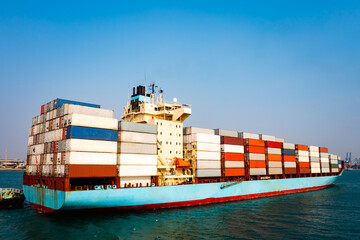 big container cargo ship in import export business service