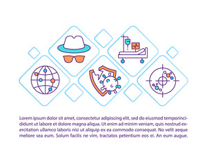 Unidentified virus spread concept line icons with text. PPT page vector template with copy space. Brochure, magazine, newsletter design element. Coronavirus transmission linear illustrations on white