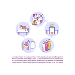 Pressure on health system concept line icons with text. PPT page vector template with copy space. Brochure, magazine, newsletter design element. Doctors mental ill-health linear illustrations on white