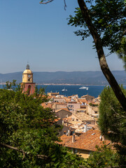 a beautiful shot of satt Tropez in France. Summer shot of a beautiful city by the sea 