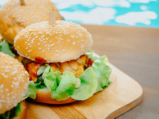 Delicious fresh homemade burger.