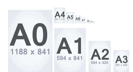 Paper formats sizes. vector illustration