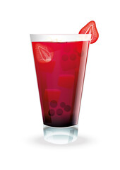 berry iced tea with strawberry isolated on a white background vector