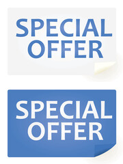 White and blue special offer notice. vector