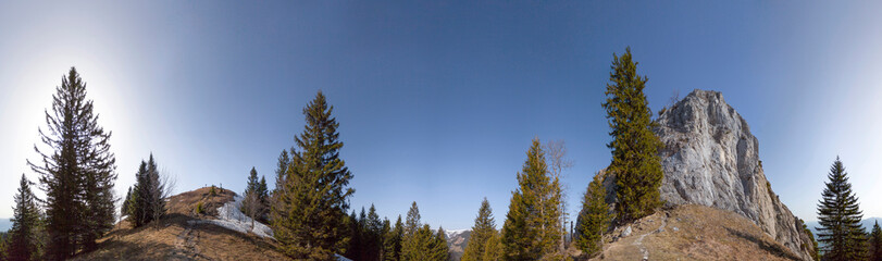 Panorama view of Heuberg mountain and Wasserwand in Bavaria, Germany