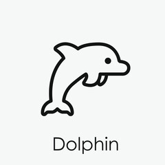 Dolphin vector icon.  Editable stroke. Linear style sign for use on web design and mobile apps, logo. Symbol illustration. Pixel vector graphics - Vector