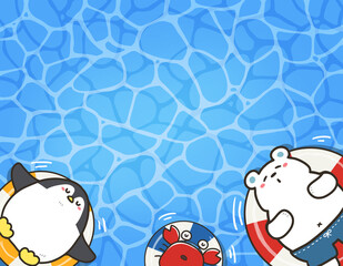 海水浴をする夏の動物たち