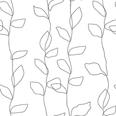 Abstract nature one line leaf vector design. Leaves seamless pattern background. Minimalist shape print