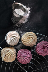 fresh handmade marshmallows in different colors