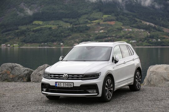 KINSARVIK, NORWAY - JULY 30, 2020: Volkswagen Tiguan SUV Car Parked In Norway. There Are 2.8 Million Cars Registered In Norway (2019).