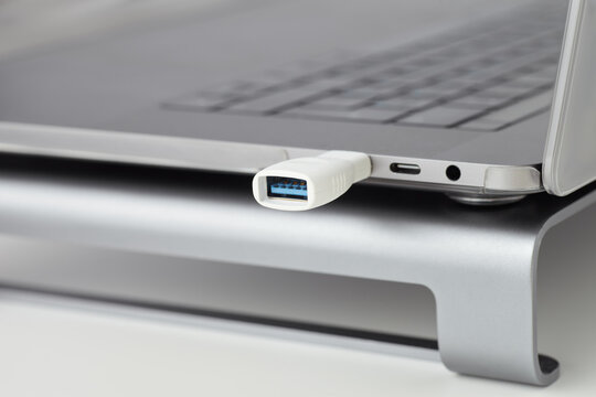Close-up of usb3 to type-c port adapter.