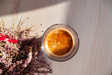 cup of coffee with flowers 