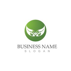 Logos of green Tree leaf ecology