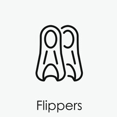 Swim flippers vector icon.  Editable stroke. Linear style sign for use on web design and mobile apps, logo. Symbol illustration. Pixel vector graphics - Vector