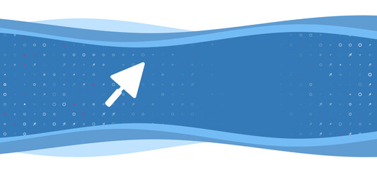 Blue wavy banner with a white trowel symbol on the left. On the background there are small white shapes, some are highlighted in red. There is an empty space for text on the right side