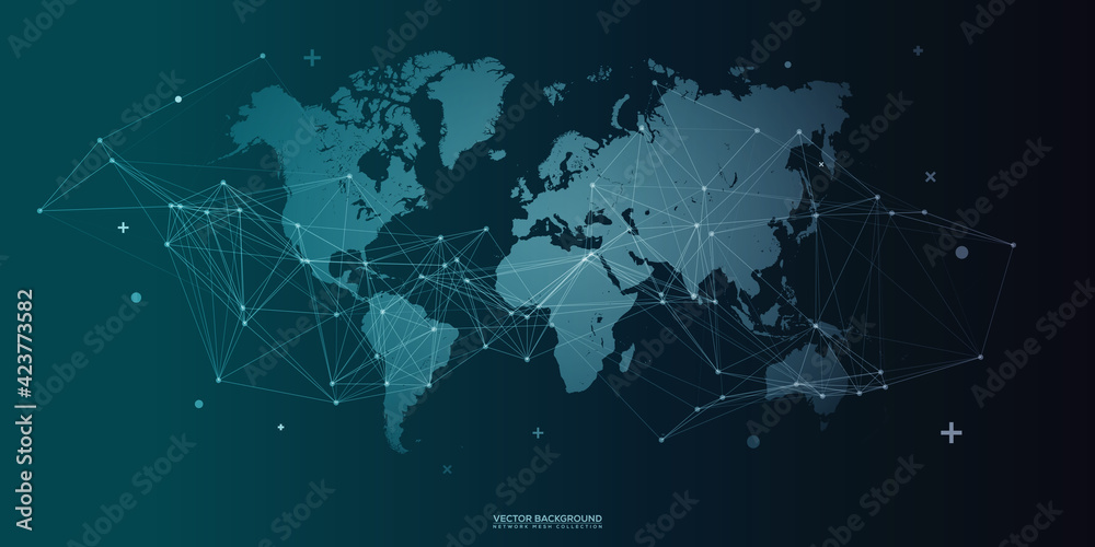 Wall mural global network connection. world map point and line composition concept of global business. vector i