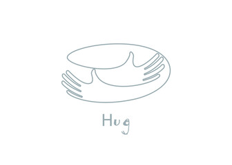 Embrace icon, arms hugging vector illustration, hands hug linear vector logo template. Care, love and charity symbol, hand drawn vector illustration.