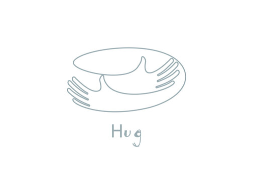 Embrace icon, arms hugging vector illustration, hands hug linear vector logo template. Care, love and charity symbol, hand drawn vector illustration.