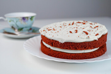 Tarta red velvet y una taza de te
