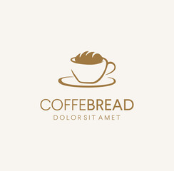 Coffee and Bakery logo icon illustration. Vintage retro coffee logo with bread logo design. Creative food logo design inspiration