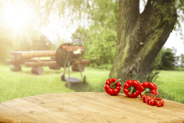 Desk of free space and grill time 