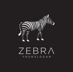Naklejka na ściany i meble Silhouette african zebra Logo Icon on a Black background Design vector Stock Illustration