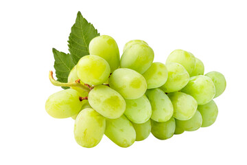 Fresh green grape isolated on white background.