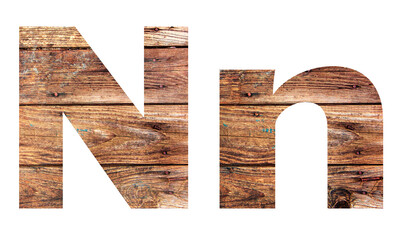 Wooden letters. Letter N. English alphabet