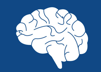 Monochrome engraved vintage drawing human brain in side view with woodcut print style illustration isolated on white background