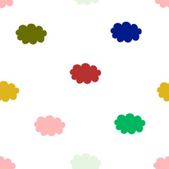 Cute seamless pattern with colorful clouds. Minimalistic print design for kids fabrics. Vector hand-drawn repeat background with clouds.