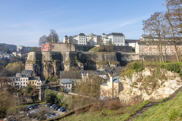 View over the valley of the river Alzette to the old town of Luxembourg