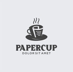 Unique coffee cup logo design vector. Creative concept of paper and cup symbol. Coffee cup logo template for restaurant, coffee shop, food and drink.