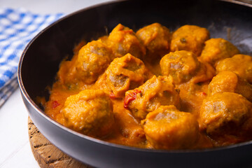 Meatballs with tomato sauce from a tapas bar in spain