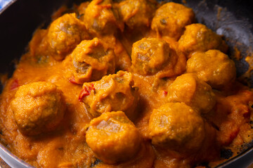 Meatballs with tomato sauce from a tapas bar in spain