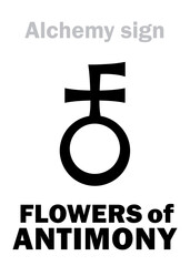 Alchemy Alphabet: FLOWERS of ANTIMONY (Flores Antimonii). Antimony trioxide (by roasting and condensing white fumes): formula=[SbO₃], [Sb₂O₃]. Also: Antimony oxysulfide (Red Antimony) =[Sb₂O₃•Sb₂S₃].
