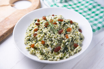 Spinach and blue cheese risotto