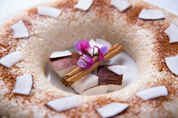 Sticky rice with coconut decoration