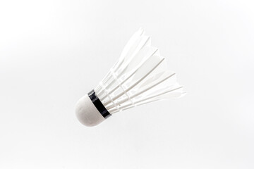 Fototapeta na wymiar Floating shuttlecock, used for badminton competition, isolated on white background