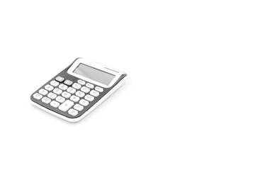Top view black calculator isolated on white background