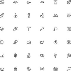 icon vector icon set such as: colorful, thin, noodles, farming, arabica, apple, away, coffee powder, rectangular, fat, cookware, takeaway, saucepan, cone, canned, whiskey, disposable, doughnut