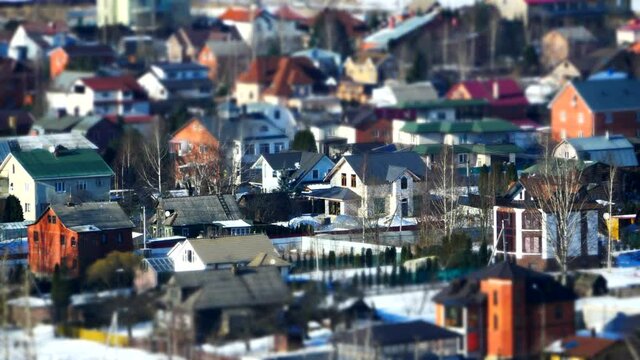 village houses top view zoon out 