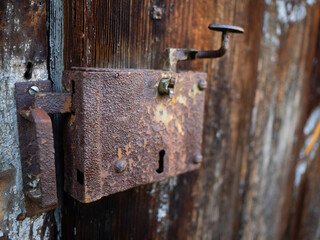 old rusty lock on door