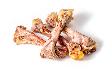 chicken leg bone isolated white. hen bone.