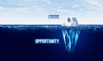 Fotobehang Crisis is opportunity concept with iceberg, crisis is visible, opportunity is hidden  © jirsak