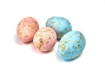 Painted Easter eggs light background.