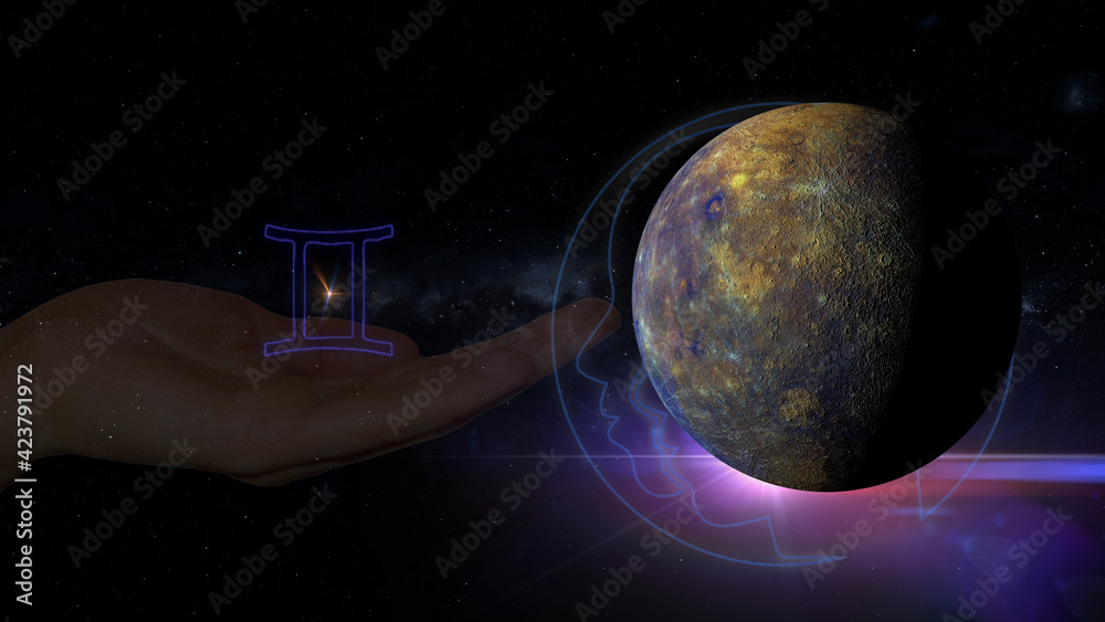 Canvas Prints planet mercury enters retrograde in gemini 3d computer generated illustration