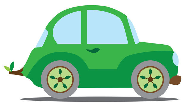 Flat Vector Green Car