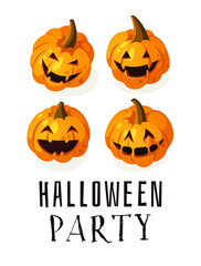 Cartoon Character Jack-o-lantern. Hand drawn stylish Halloween vegetable. Autumn Vector  drawing fresh 
food. Vegan Illustration Pumpkin Spice Season