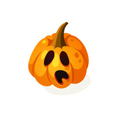 Cartoon Character Jack-o-lantern. Hand drawn stylish Halloween vegetable. Autumn Vector  drawing fresh 
food. Vegan Illustration Pumpkin Spice Season